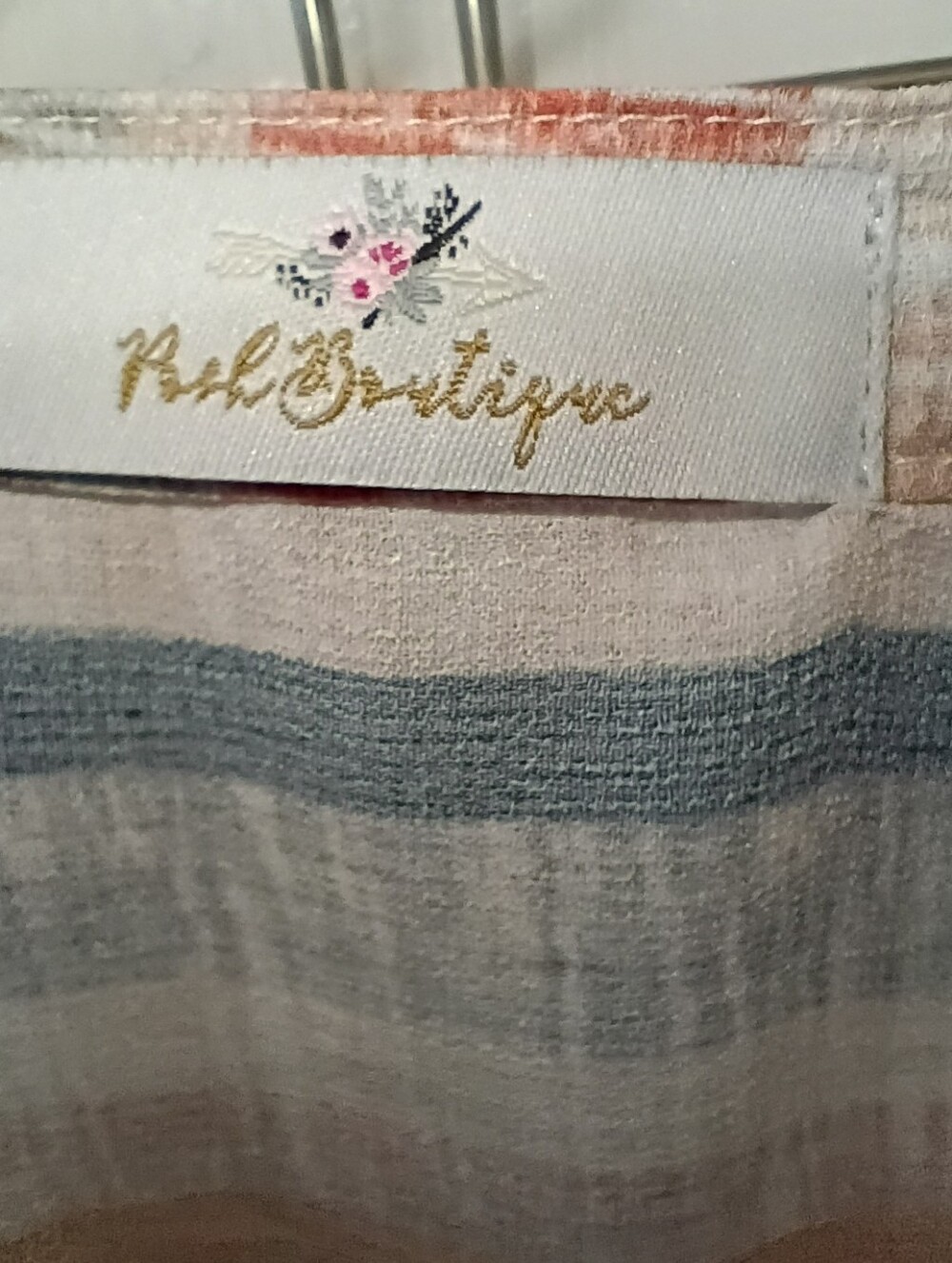 Posh Boutique Striped Button Front Smock Style Top; Red, Navy Blue, Rust & Cream - Picture 8 of 13